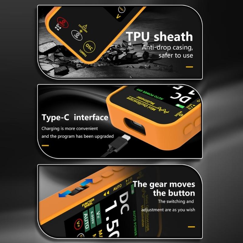10MHz Handheld Digital Oscilloscope With Multimeter Function 3.2Inch Color Screen For Circuit Testing And DIY Projects
