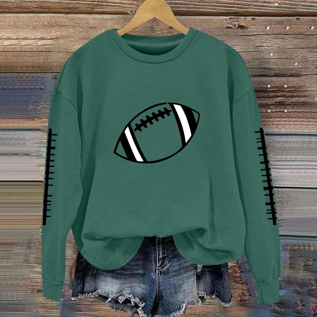 Women's Fashionable And Casual Long Sleeved Printed Round Neck Sportswear Pullover Sweatshirt Top