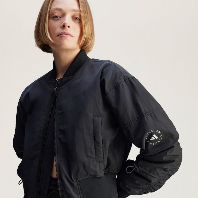 Adidas Stella Truenature Woven Bomber Crop Jacket   Black Jf6030