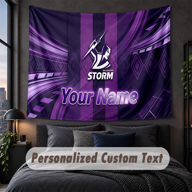 Custom Name Text Tapestry,Melbourne Storm Decorative Wall Hanging, Background Tapestry For Home Bedroom