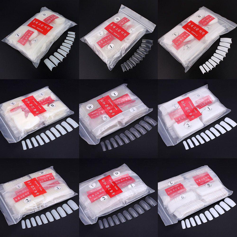 Korean French Nail Tips - 500 pcs Clear Half-Cover Seamless Stickers