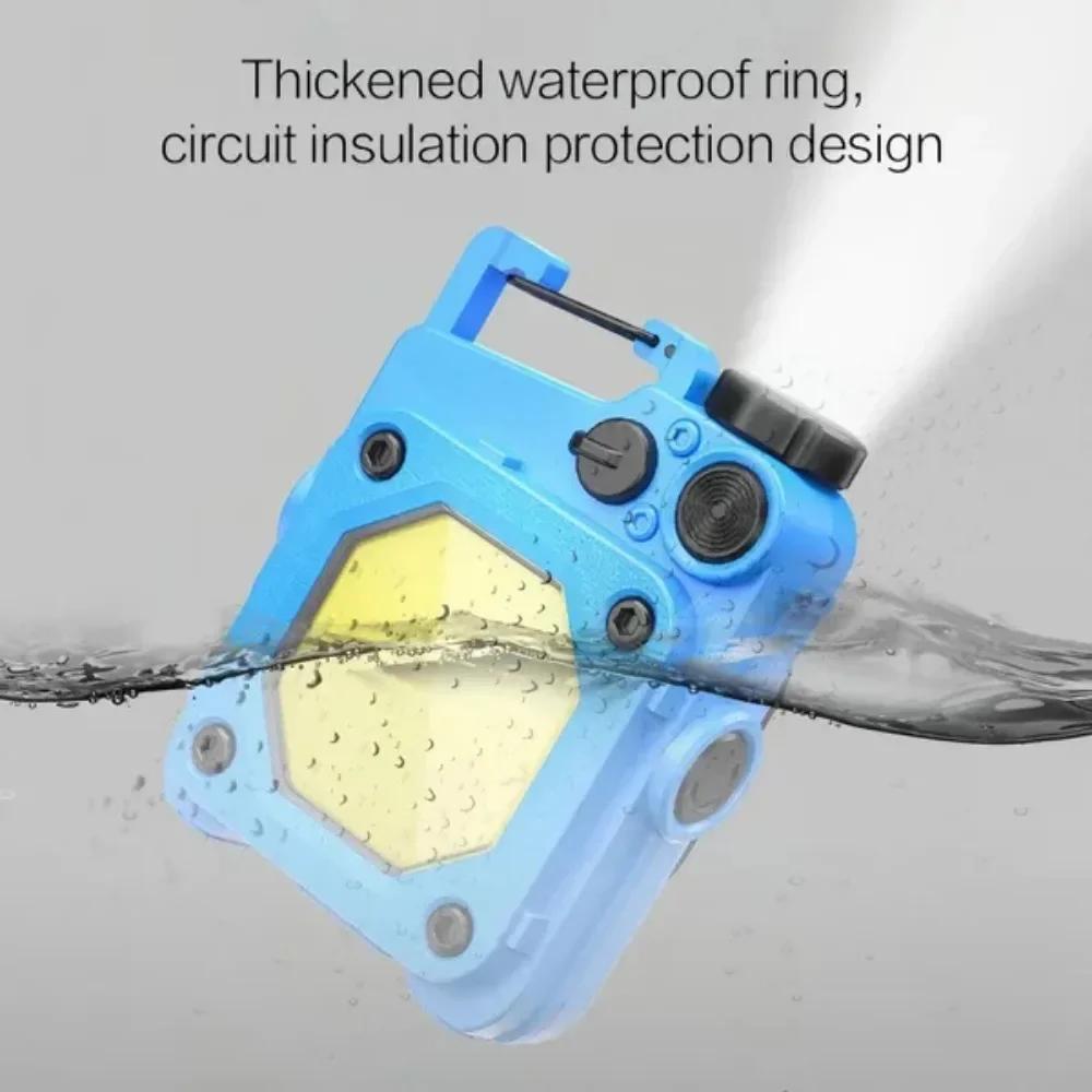Rechargeable COB Pocket Flashlight Hands-Free Keychain Ultra Bright LED Work Light 6 Modes Type C Fast Charging