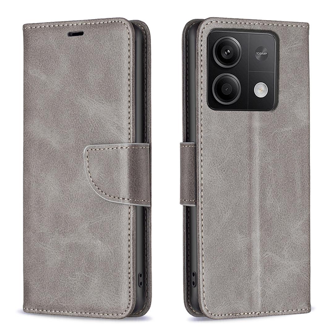 

For Xiaomi Redmi Note 13 4G Case PU Leather Stand Wrist Strap Phone Cover Grey