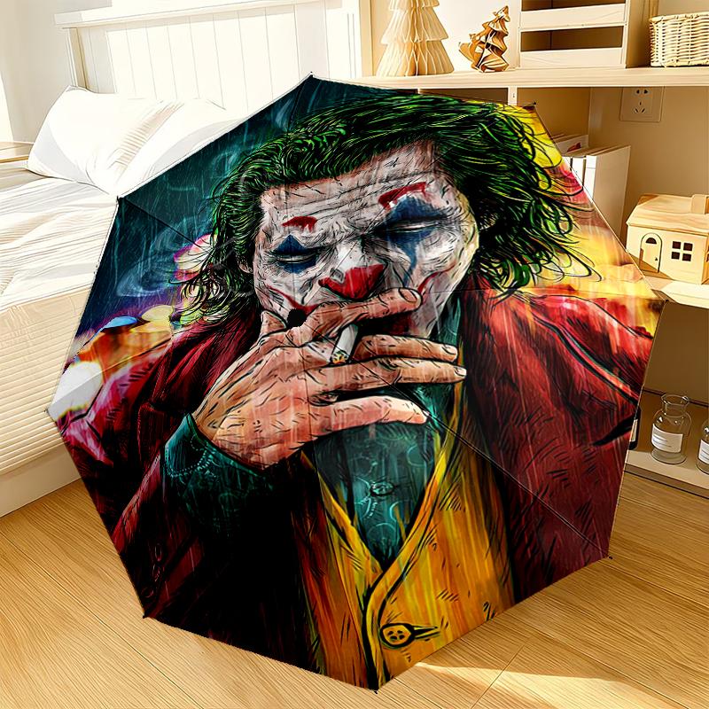 Abstract Clown Pattern Umbrella 8-Frame for Travel, Camping, Casual Lightweight Portable Umbrella, Essential for Every Family Holidays Birthday Gift
