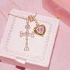 Zirconia Heart Necklace: Stylish Niche Design, Luxury Cross Clavicle Chain, Versatile Fashion Accessory for Women.