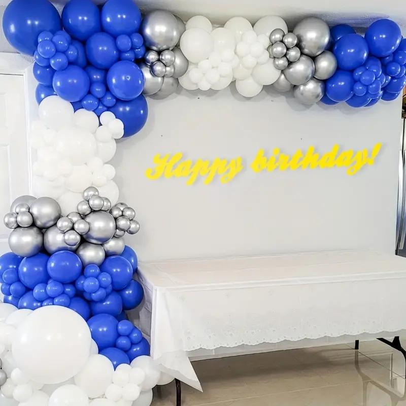 125Pcs blue, white, silver latex balloon set suitable for birthday parties, weddings, Valentine's Day party decorations