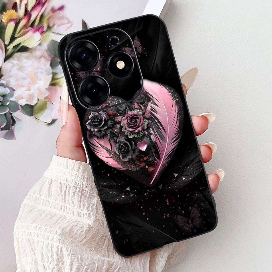 For Tecno Spark 10 Pro Phone Case Spark 10Pro 4G KI7 Elegant Floral Cat Printing Soft Silicone TPU Cases