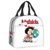 Custom Manga Mafalda Quino Cartoon Thermal Insulated Lunch Bag Women Portable Lunch Container Camping Travel Storage Food Box