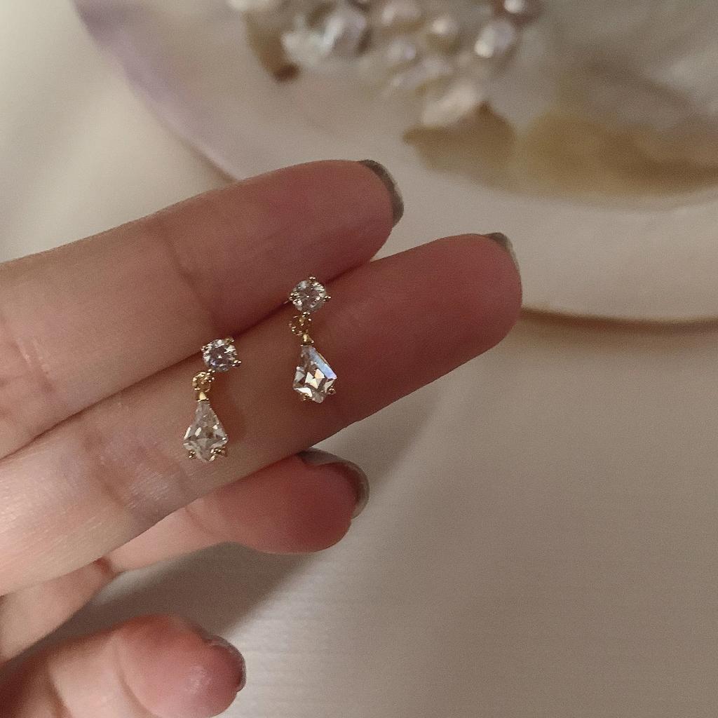 New Silver Color Inlaid Zircon Clover Tassel Earrings For Women Delicate Chain Pendant Earring Party Jewelry Accessories Gifts