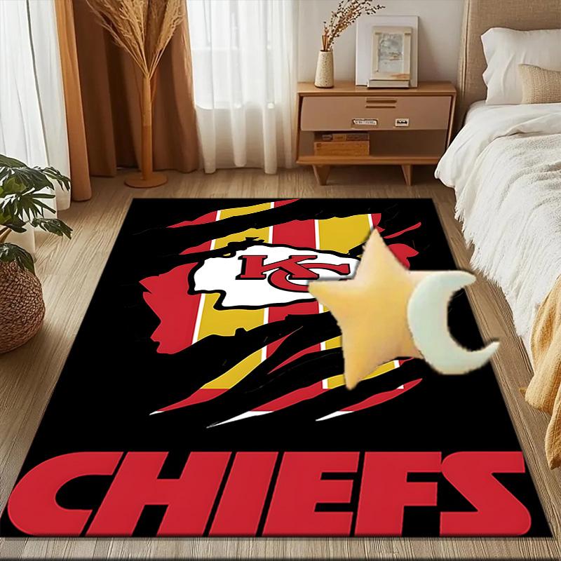 Kansas City Chiefs Pattern Rug Game Carpet, Floor Mat for Bedroom Living Room Entryway Rug, Home Decor Idea Gift for Christmas birthday