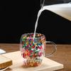 Double-Walled Glass Mug with Dried Flowers 250/350ml Heat Resistant Handle Coffee Cup for Hot Drinks Unique Artistic Glassware