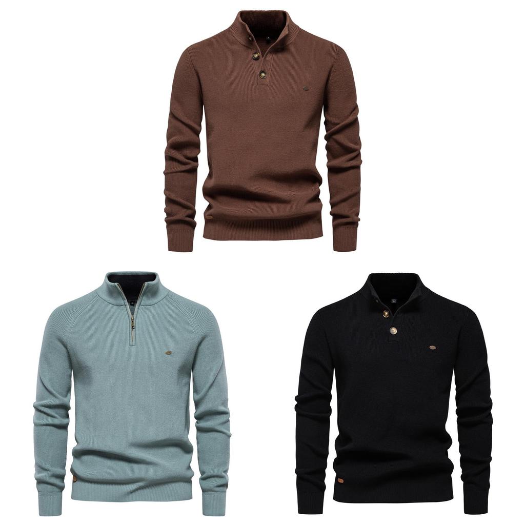 Pull d'automne pour homme à col rond avec mélange de coton stretch pour un style urbain décontracté