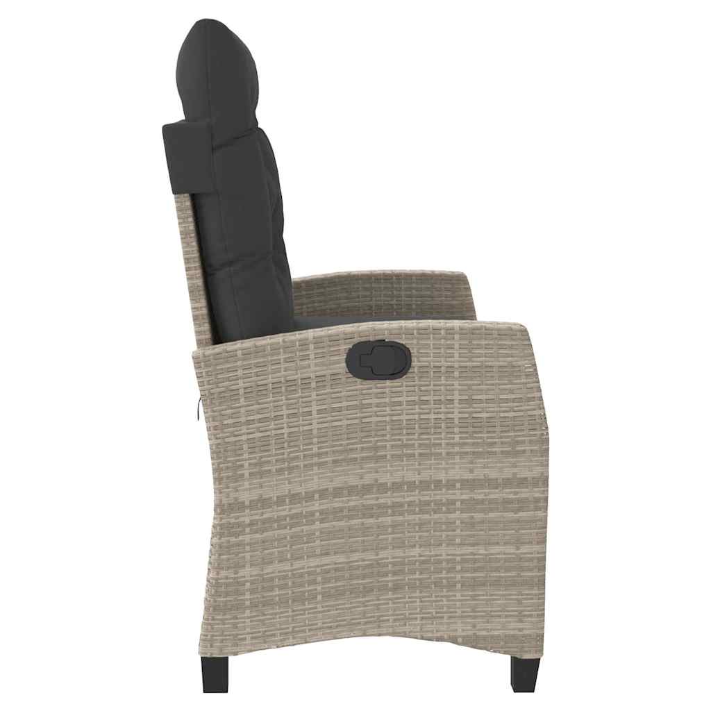 Adjustable Garden Bench with Cushions Light Grey Poly Rattan