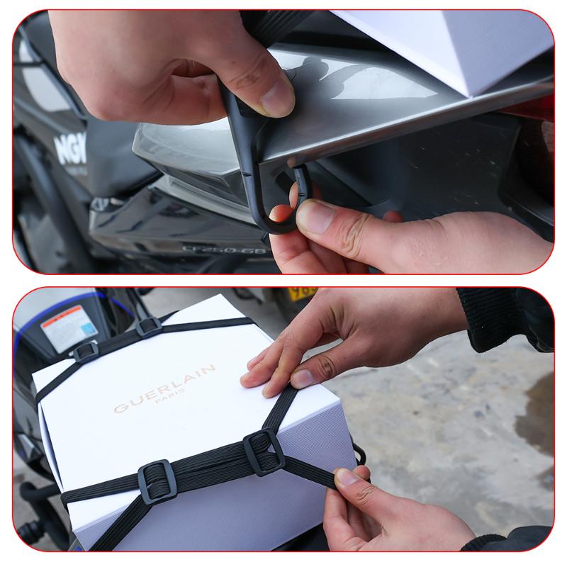 60cm Motocyklový zavazadlový popruh Vysokopevnostní elastický popruh na kufr Helma Vybavení Spona Lano Elektrické vozidlo Zatahovací ochrana