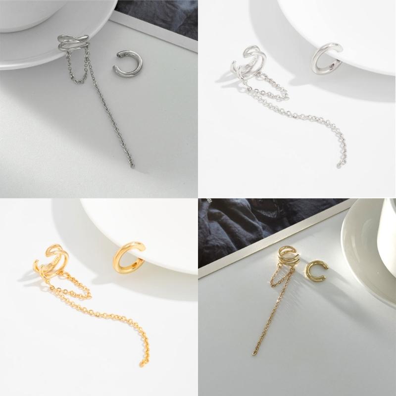 Elegant Long Fringe Ear Clips with Clip On Feature Pendant Earrings Suitable for Easy Wear Versatile Fashion Accessory