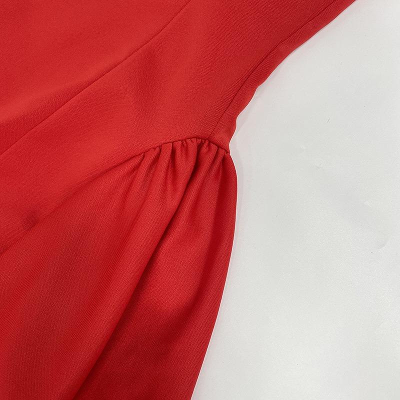 Color Blocking Design Strapless Slim Fit Ruffle Edge Dress