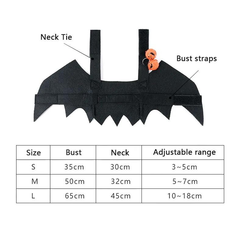 Pet Dog Cat Black Bat Wings Harness with Pumpkin Bells Halloween Costume Cosplay Cat Dog Clothes Cute Pet Supplies