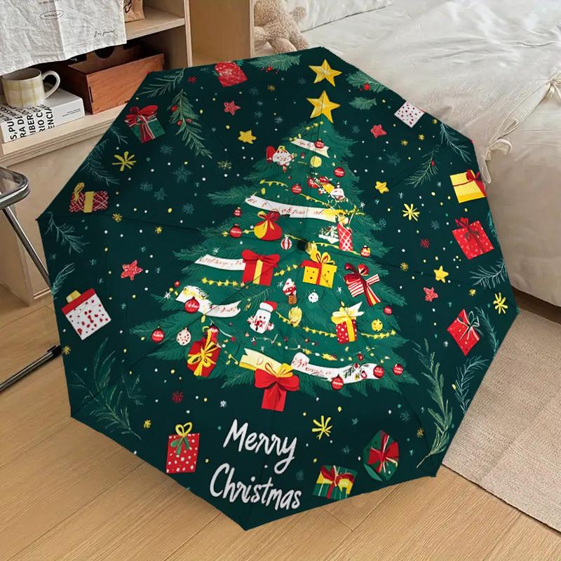 1pc Christmas Tree Decorations Umbrella with Plastic Handle,Suitable for All Seasons Home Travel Outdoor UmbrellaDD1300