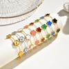 Damen Armband mit Blumen-Anhängern, 18 Karat Goldbeschichtet, Edelstahl, Glücksblumen-Gliederkette, Armschmuck, Geburtstagsgeschenk