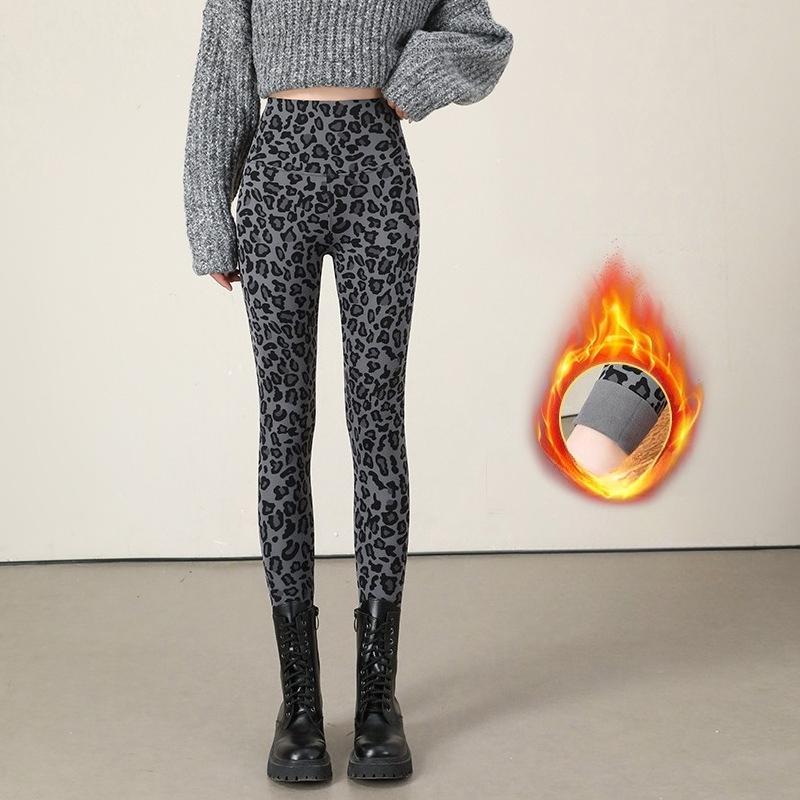 

Леггинсы с леопардовым принтом для улицы женские весенне-осенние с контролем живота, подтягивающие ягодицы, стройнящие ноги, из акульей кожи, с высокой талией, на флисовой подкладке, для йоги, брюки Барби M