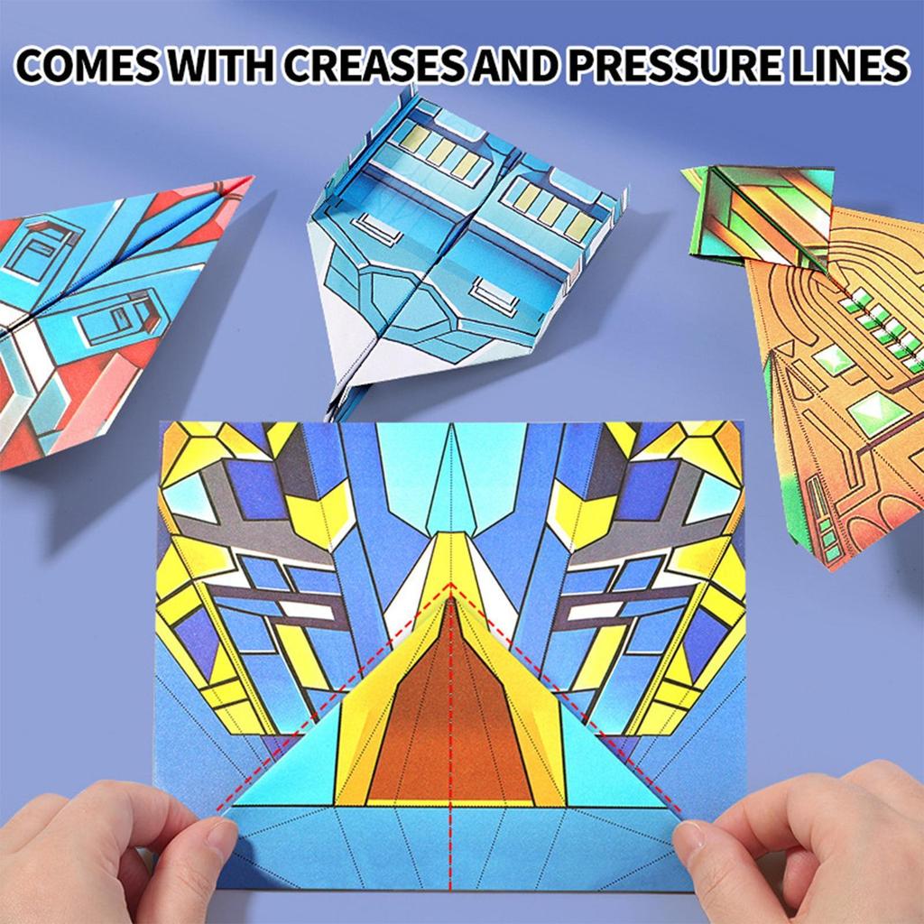 DIY Paper Airplane Book Airplane Toys with 12 Patterns Colored Paper Art Projects Toys for Kids Boys Girls Adults Classroom