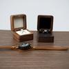 Multifunctional Small Jewelry Box Square Shape Organizer Mini Wooden Ring Box Soft Interior Holder for Proposal Wedding