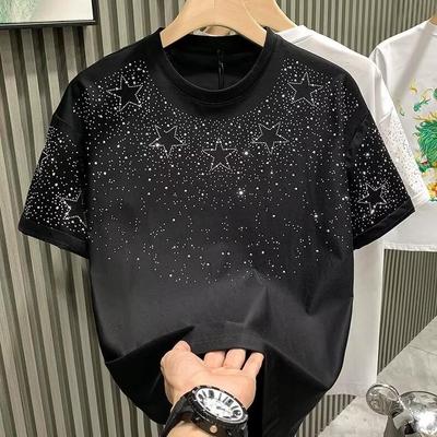 Sterrennacht Heren T-shirt met Korte Mouwen Casual Heren Zomer Amerikaans Los Eenvoudig Korte Mouwen Trendy Veelzijdige Top