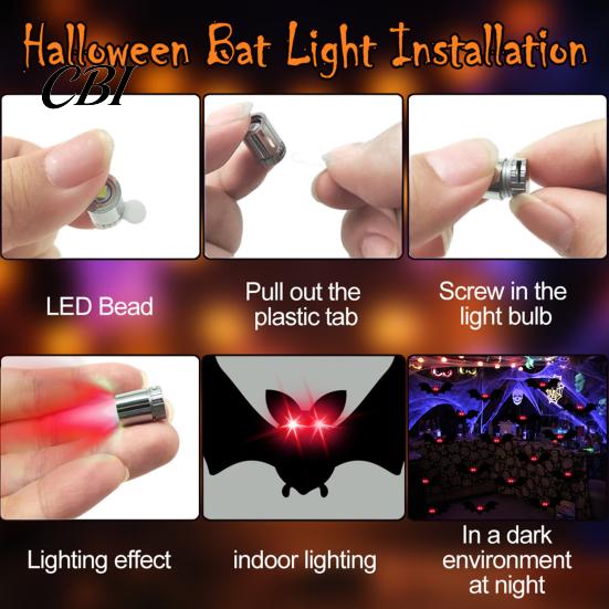 Cool Halloween Bat Patterns 12 Pcs Hanging Bats Decorations with Glowing Eyes, 3D Realistic Spooky Premium Material Decor Fake Flying for Haunted