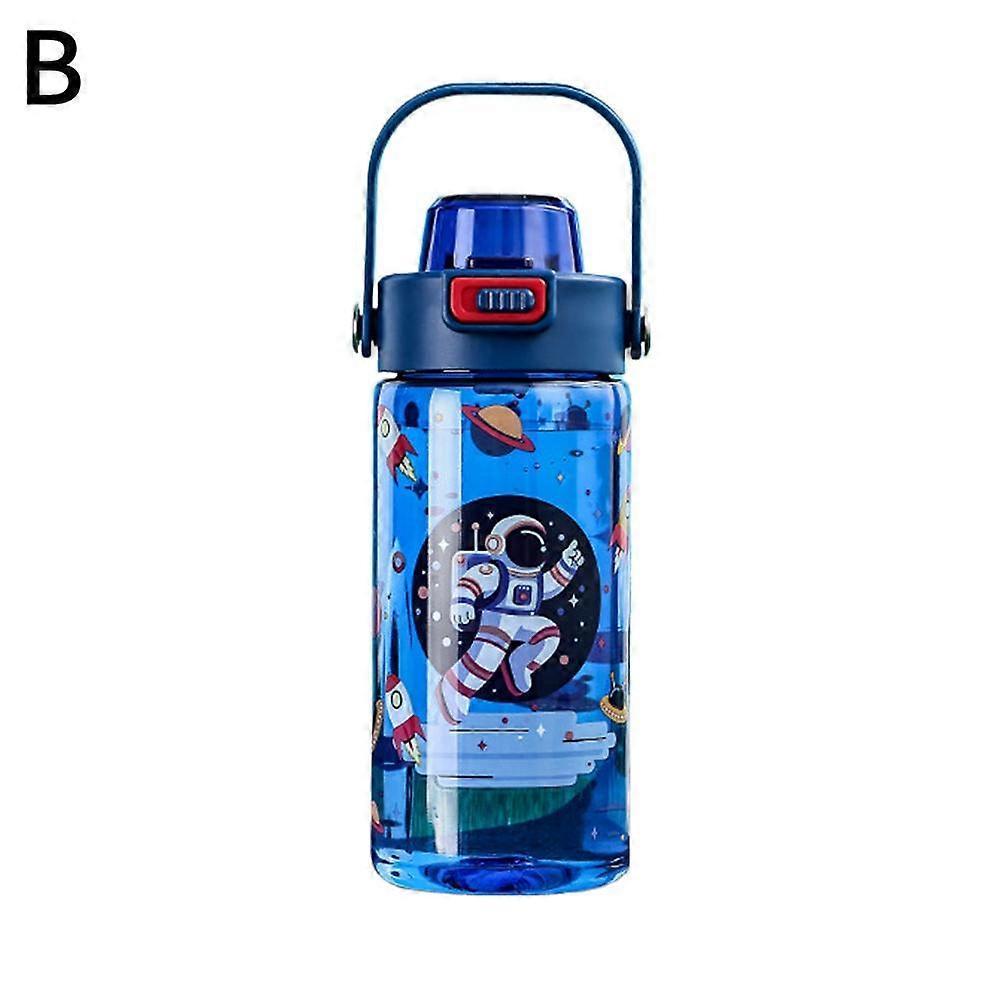 600ml Cartoon Childrens Plastic Straw Cup Summer Student Straw Cup