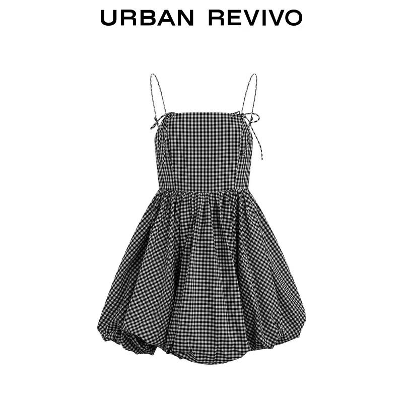 UR Women's Color-block Plaid Camisole Mini Dress