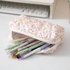 Floral Design Pencil Case Polyester Stationery Organizer Floral Quilted Pen Bag  Students Gift