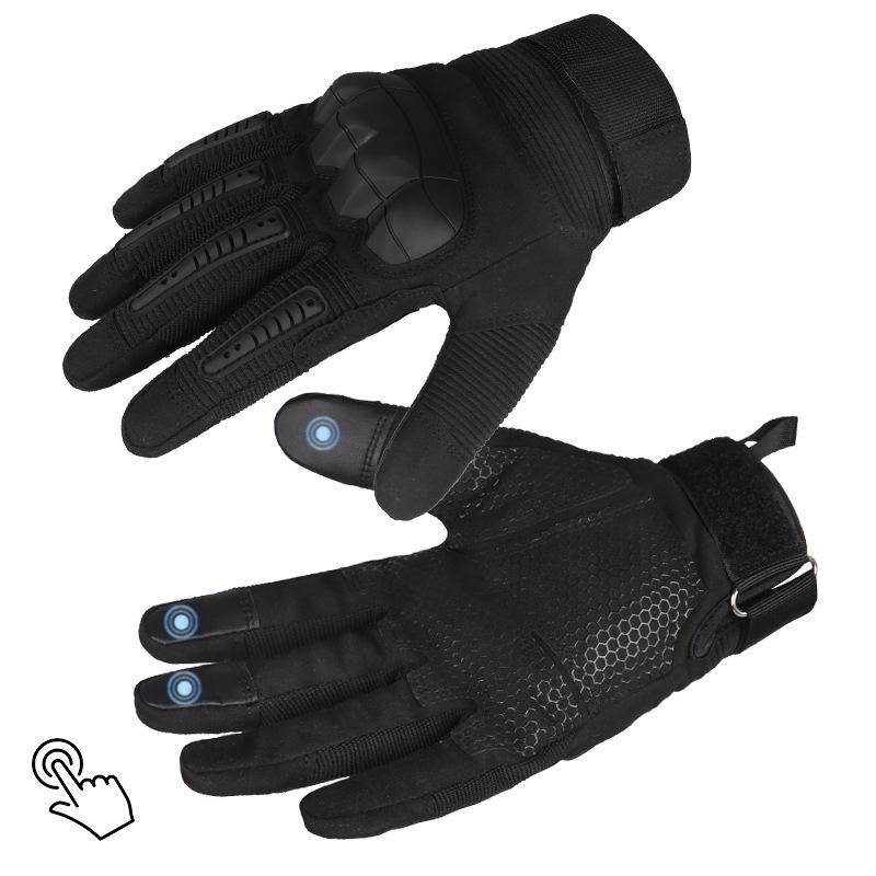 Non-slip velvet thickened warm and cold-proof touch screen cycling gloves M чёрный
