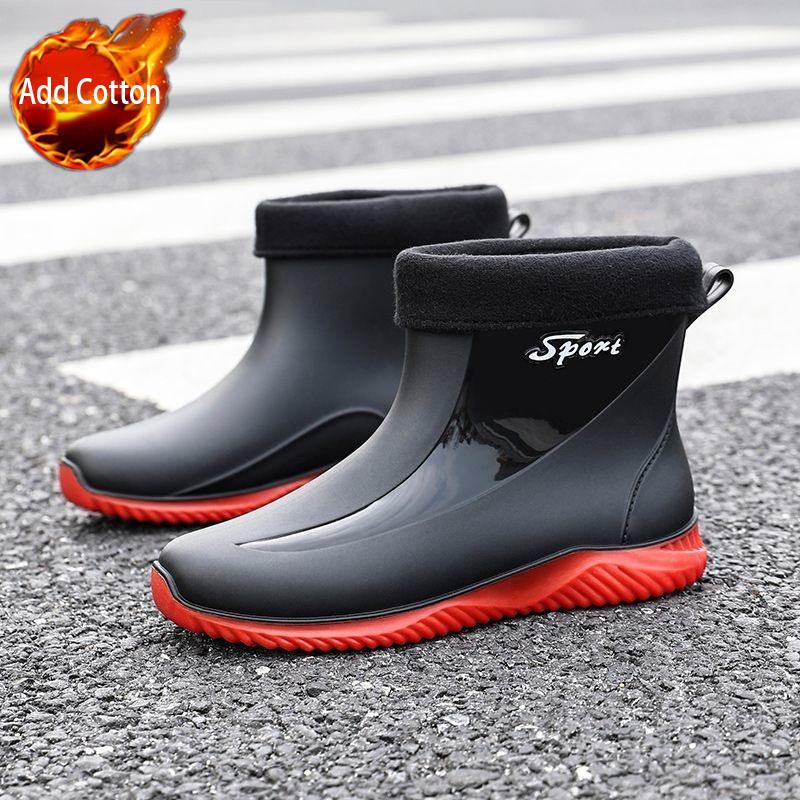 Silicone Male Shoes Wear to Work Soft Gumboots Teenagers Wellies Plastic Waterproof Resistant Wear-resistant Men's Rain Boots