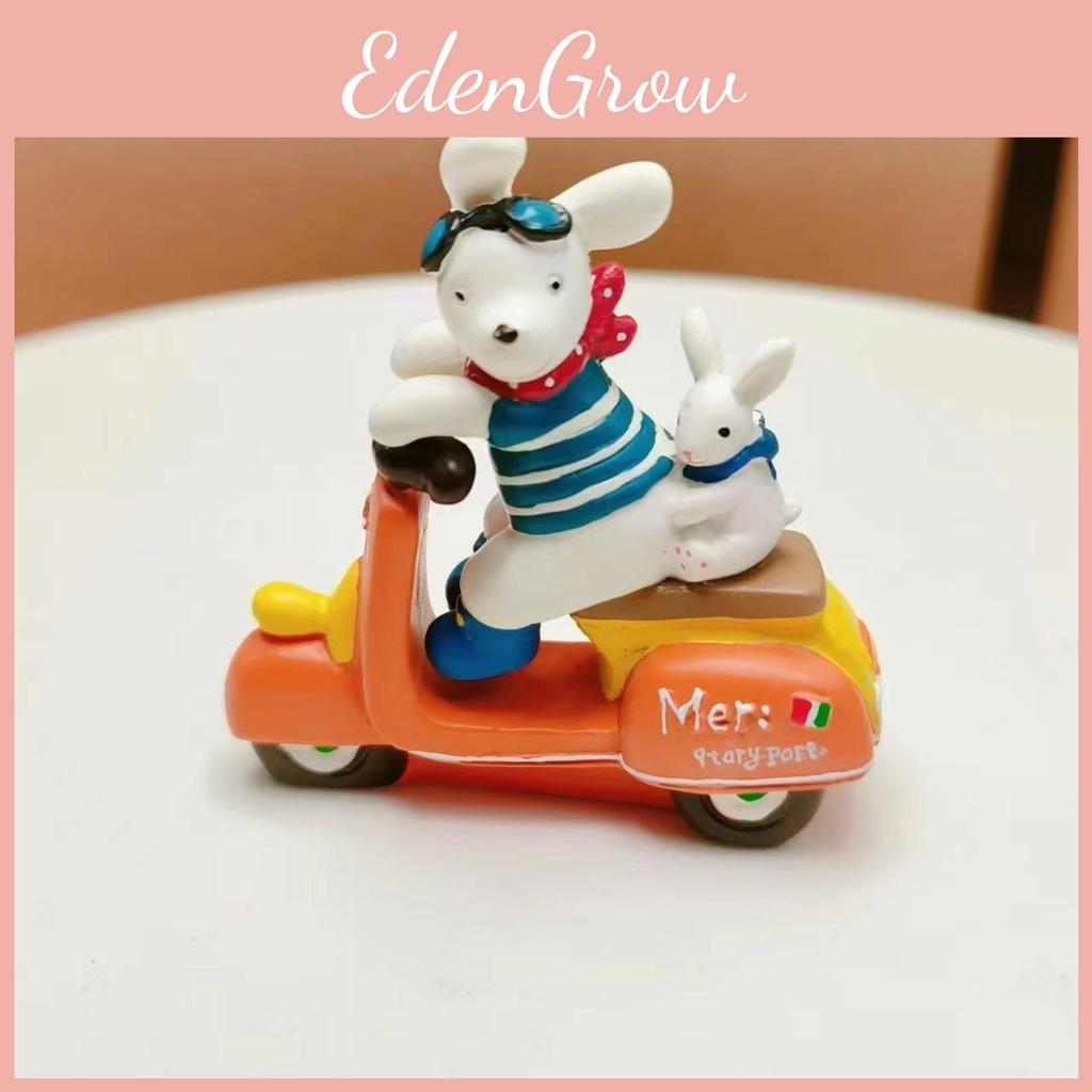 Resin Cartoon Dog Rabbit Figurine Ride Motorcycle For Home Office And Gift Party