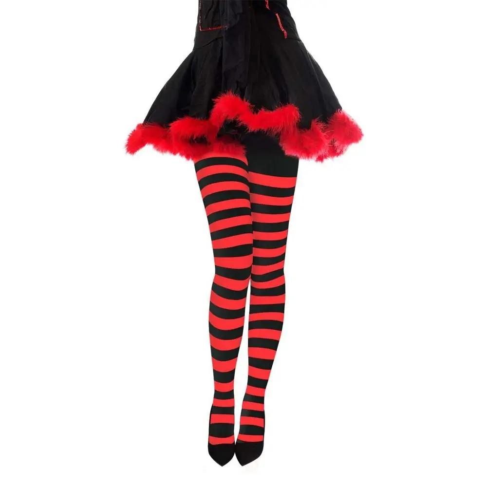 Sweet Striped Pantyhose Cosplay Elastic High Stockings Over Knee Dance Clubwear Stocks Women Girls
