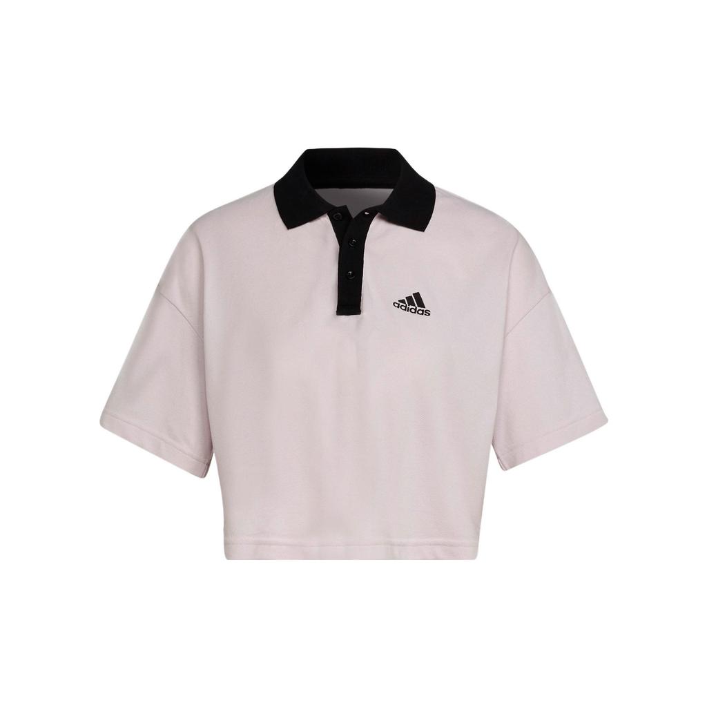 Adidas Logo Print Short Sleeve Polo Shirt Women Tops Pink HZ4172