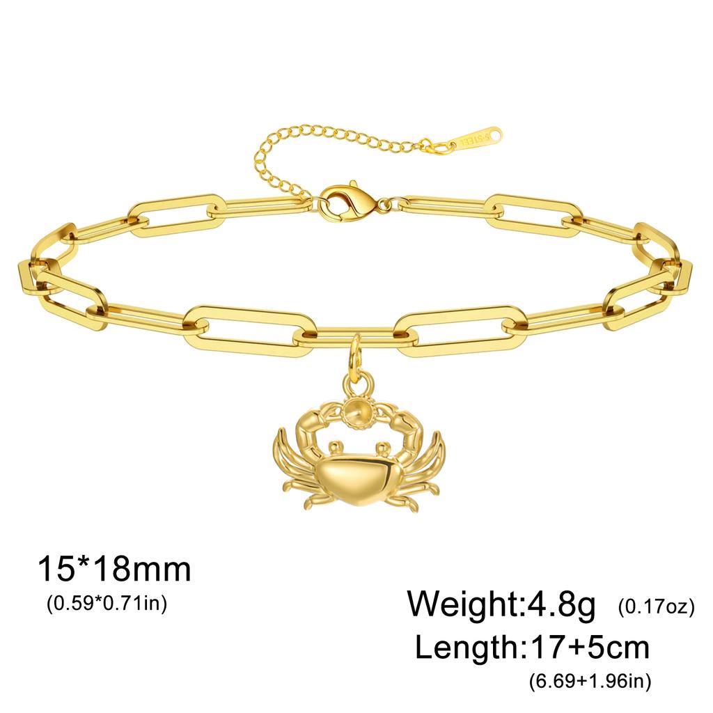 Cazador Cute Crab Charm With Clear Zircon Women's Bracelets Stainless Steel Paperclip Chain Bracelet Trendy Jewelry Gift 2026