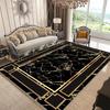 Luxury Marble Carpet with Gold Edging, Anti Slip Carpet Geometric Pattern Mat Living Room Bedroom High-end Home Decoration