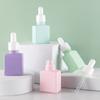 1Pc Macaron Color Flat Square Serum Aromatherapy Liquid Massage Drop Pipette Bottle Empty Glass Dropper Essential Oil Bottles