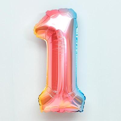 Color Gradient Number Balloon - Aluminum Decorative for Birthdays, Weddings, Festivals