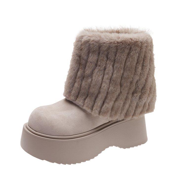 Retro Thick-soled Velvet Thickened Snow Boots Women's 2025 New Winter Warm Outer Wear Non-slip Mid-tube Northeast Cotton Shoes