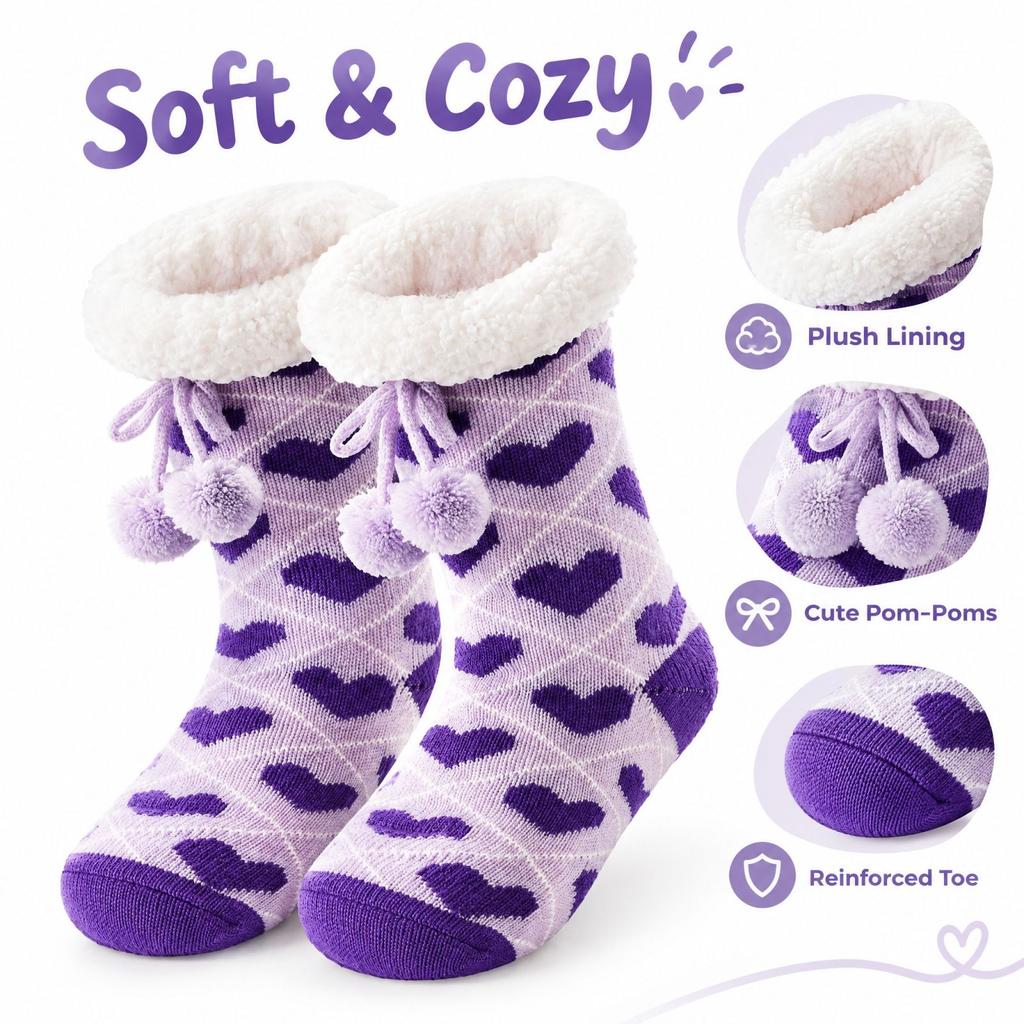 Adults' Winter Thick -Lined - Knit Socks for Christmas Sleep and Floor Wear