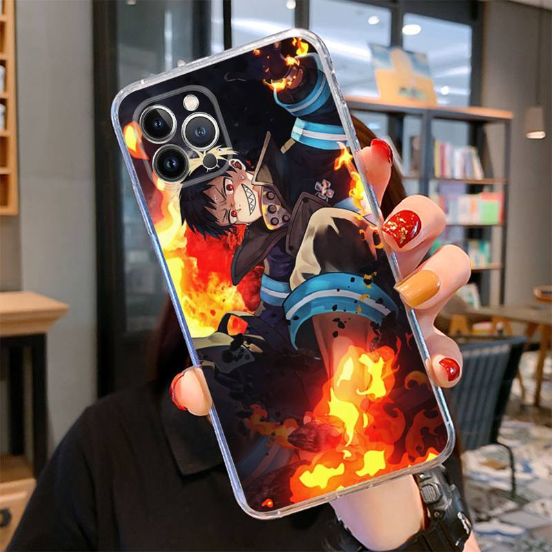 Pouzdro na telefon Fire Force pro iPhone 14 13 12 11 Pro Max XS X XR SE 2020 6 7 8 Plus Mini Průhledný kryt