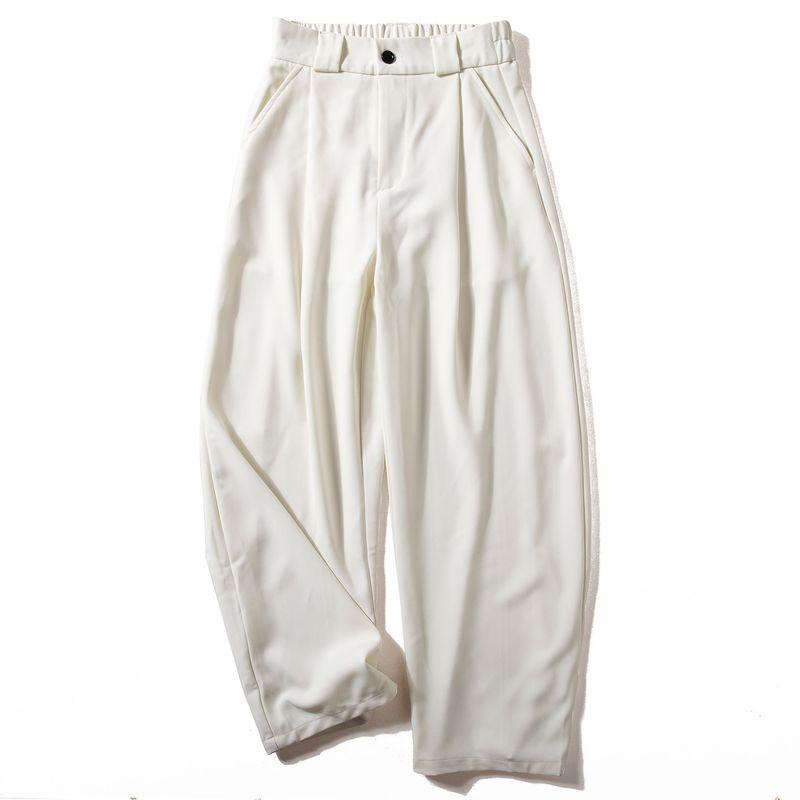 Men's Pants Spring and Autumn New Style Smooth Wrinkle-Resistant Drapey Wide-Leg Pants Trendy Versatile Loose Straight Casual Dress Pants