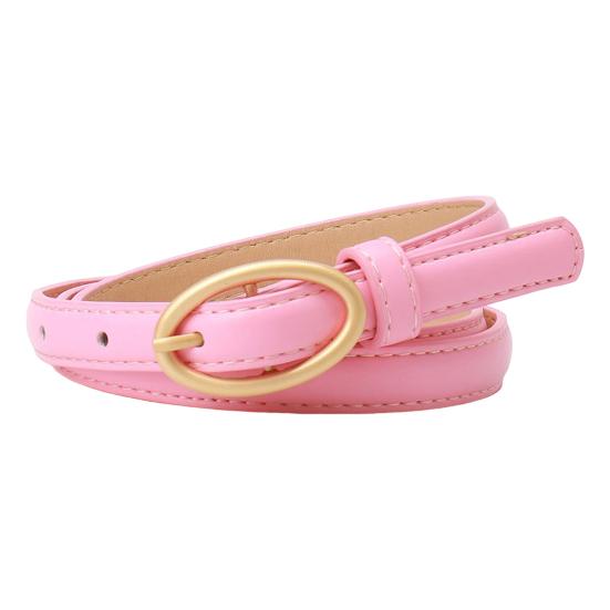 

Женский ремень с металлической овальной пряжкой, декором и несколькими отверстиями, регулируемая длина, пояс из искусственной кожи, аксессуар для рубашки или свитера розовый