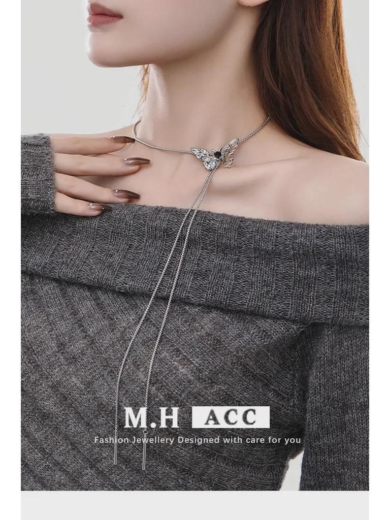 Chic High-End Fashion Sweater Necklace: Elegant Pull-Out Long Chain for Autumn/Winter