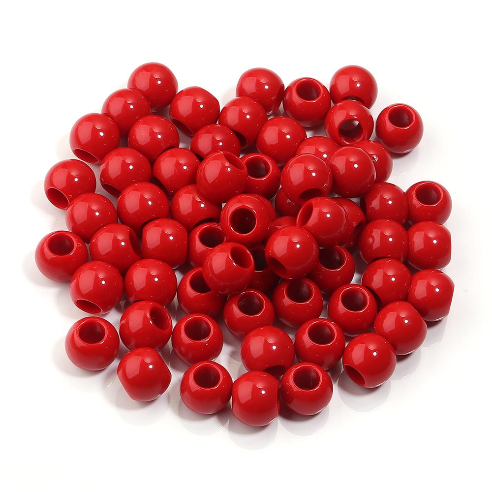 50pcs/lot Acrylic Big Hole Beads Solid Color Round Loose Spacer Beads For Jewelry Making DIY Charm Bracelet Necklace Accessories