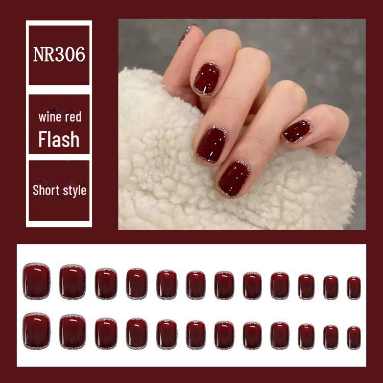

Винно-красные блестящие наклейки для ногтей: Съемные наклейки для ногтей с коротким сроком ношения Glitter (Glue Type) бордовый