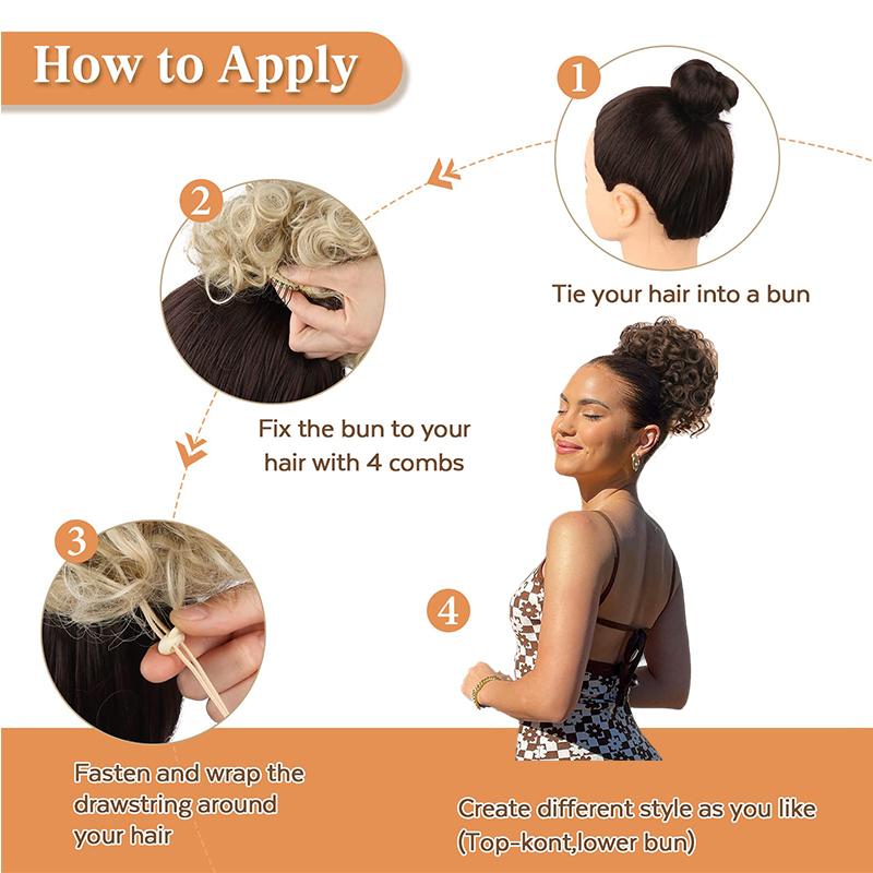 Messy Bun Hair Piece Elastic Drawstring Loose Wave Curly Scrunchies Ponytail Extension