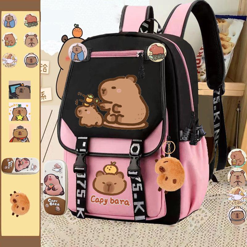 New Capibala Schoolbag for Students In Grades 1-6 Large-capacity Lightweight Wear-resistant Multifunctional Ridge Protection Backpack